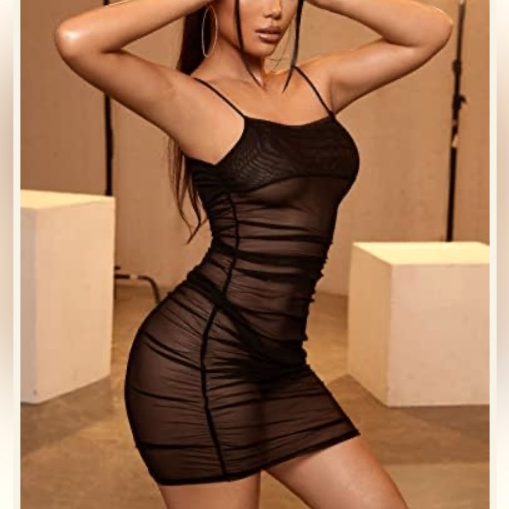 Sheer Body Stocking Slip Dress